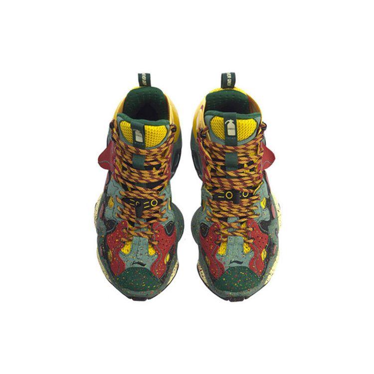 Li Ning Comfortable Versatile Non-Slip Wear-Resistant High-Top Retro Basketball Shoes Men Sneakers Gulf-Green AGBP091-6