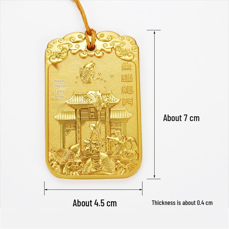 Kui Xing and Big Dipper Hanging Scroll: Grand Vision Fish Leaping Over Dragon Gate Alloy Pendant - Taoist Wen Chang Hanging Ornament Gift