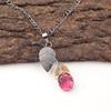 Pink Tourmaline Stone 925 Sterling Silver Anniversary Gift Ethnic Boho Pendant PP-55-2