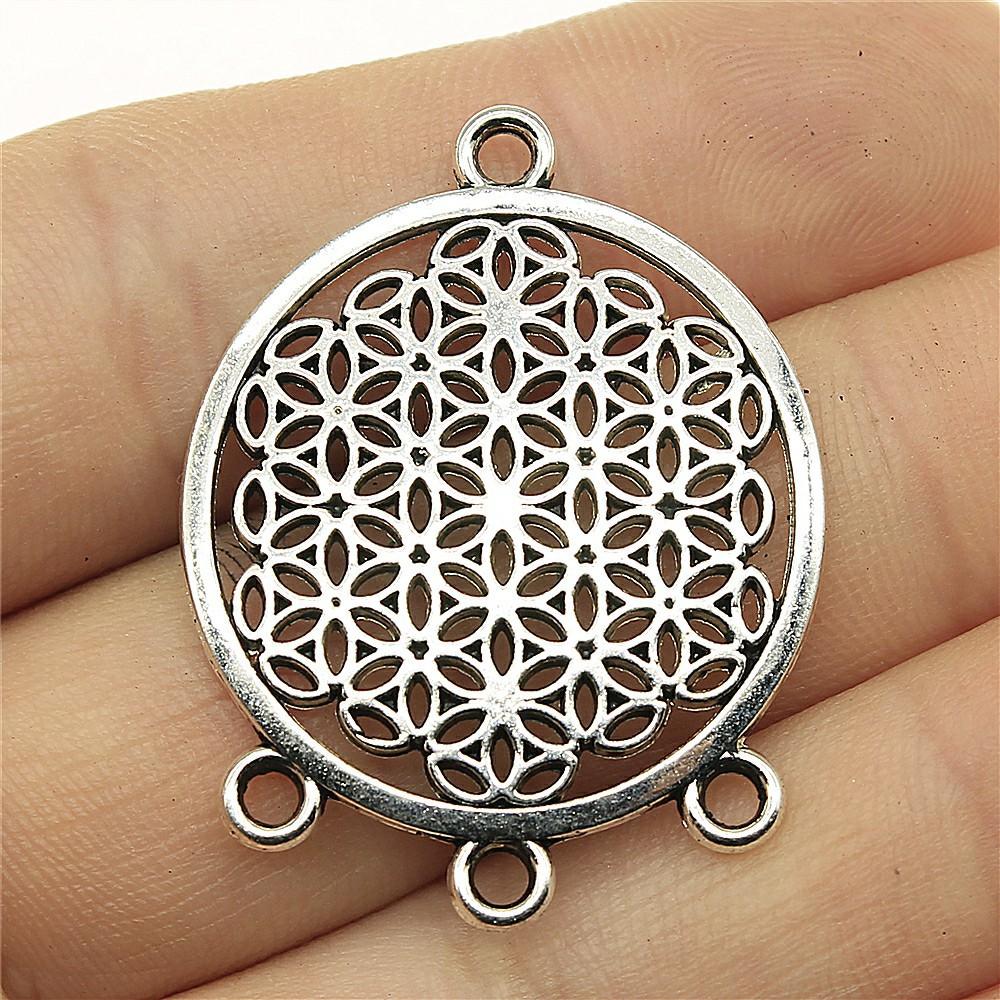 10pcs The Flower Of Life The Seed Of Life Charms Tibetan Silver Color Pendants Antique Jewelry Making DIY Handmade Craft