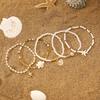 5pcs/set Elegant Multi-layer Imitation Pearl Bracelet Starfish Shell Turtle Pendant Bracelet Women's Summer Party Dating Jewelry