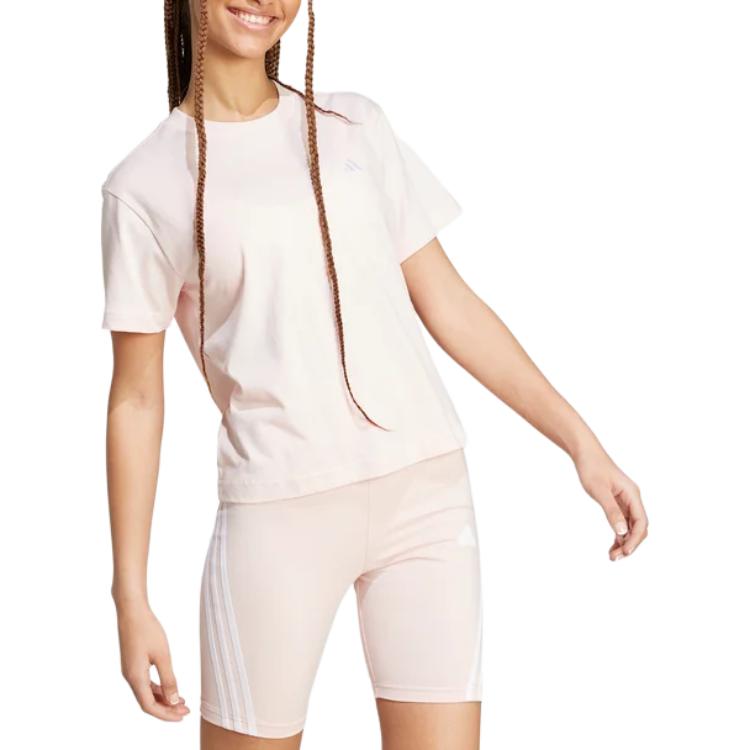 Adidas Women's Essentials Small Logo T Shirt Sandy Pink JH3694