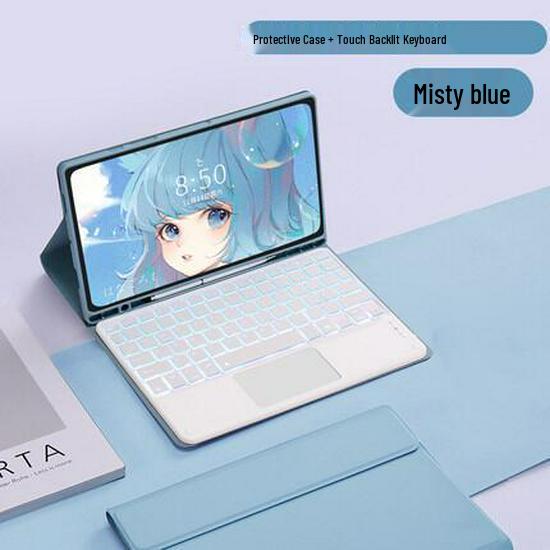 Magnetic Bluetooth Keyboard Case for 2026 iPad: Colorful Backlit, Touch Control, Compatible with Air5