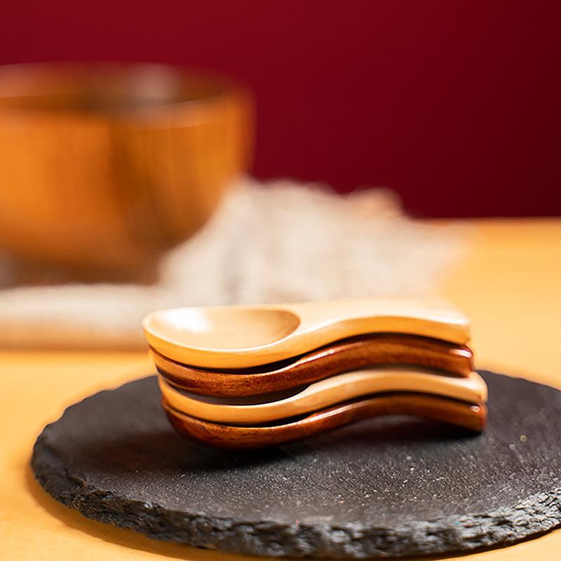 1Pc Short Handle Small Wooden Spoons Tea Honey Coffee Kitchen Spice Condiment Salt Sugar Durable Mini Baby Spoon Accessories