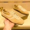 New retro fashion four seasons high quality first layer cowhide flat bottom trend versatile Forrest Gump shoes comfortable men's board shoes
