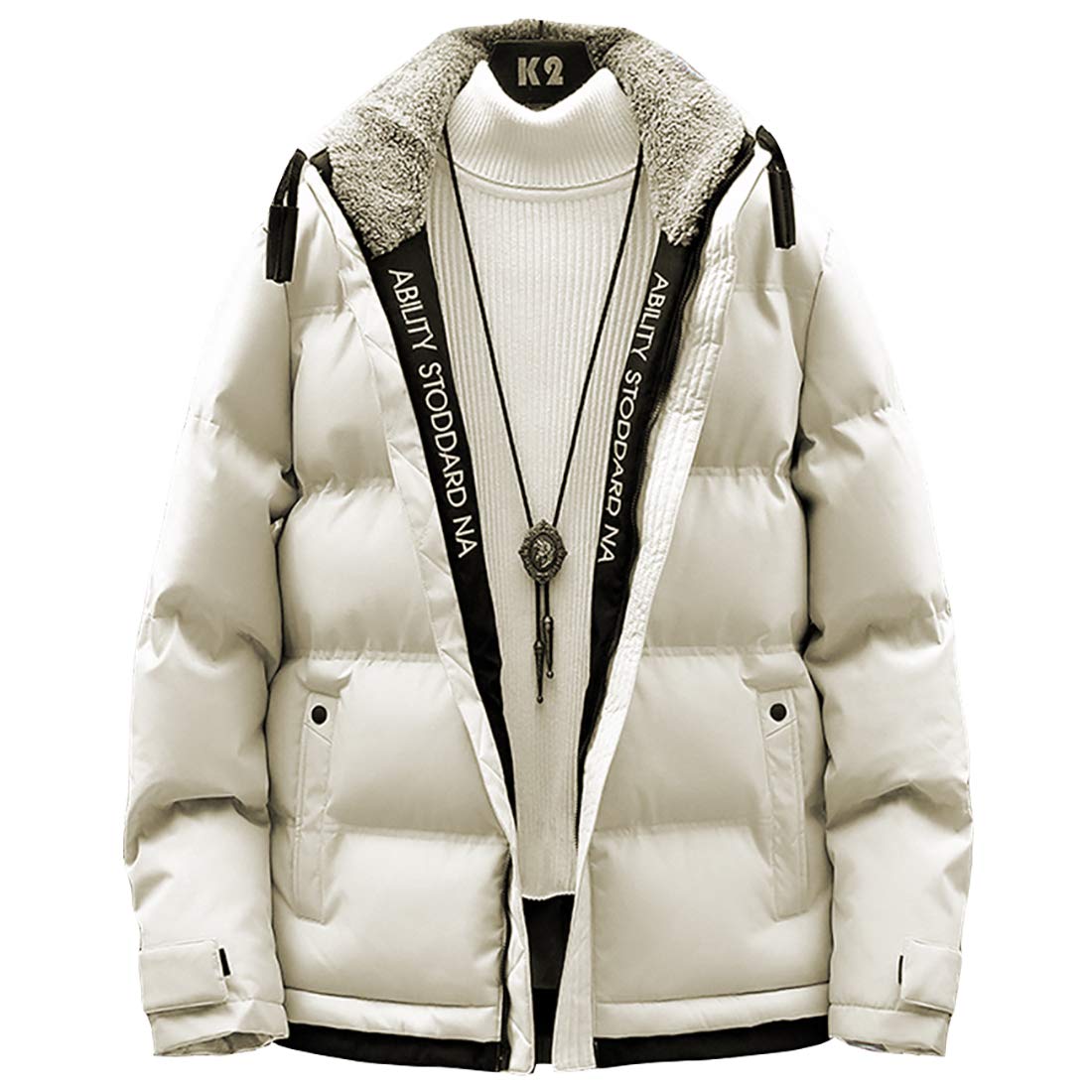 

Winter Padded Simple Warm Size 2XL [foveitaa] Men s Coat, Jacket, Thick, Windproof, Cold-Resistant, Design, Outerwear, Khaki,