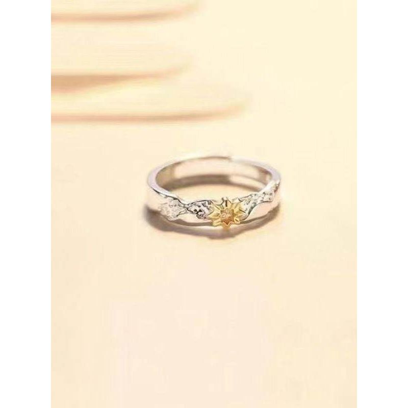 Sun and Moon Couple Rings European and American Niche Design Tyndall Sun Moon Adjustable Trendy Rings for Men and Women
