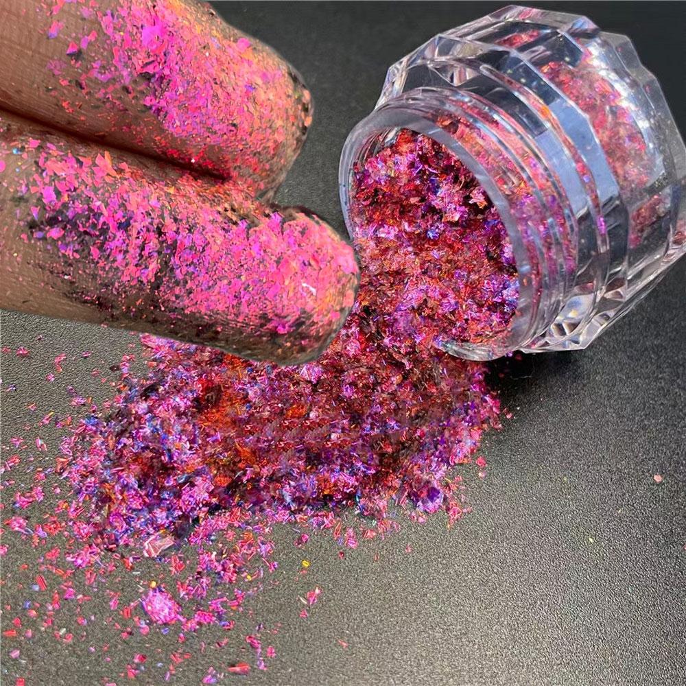 Crystal Fire Chameleon Nail Opal Flakes Iridescent Chrome Nail Powder Saprkly Chunky Glitter Mermaid Sequins Manicure Paillettes
