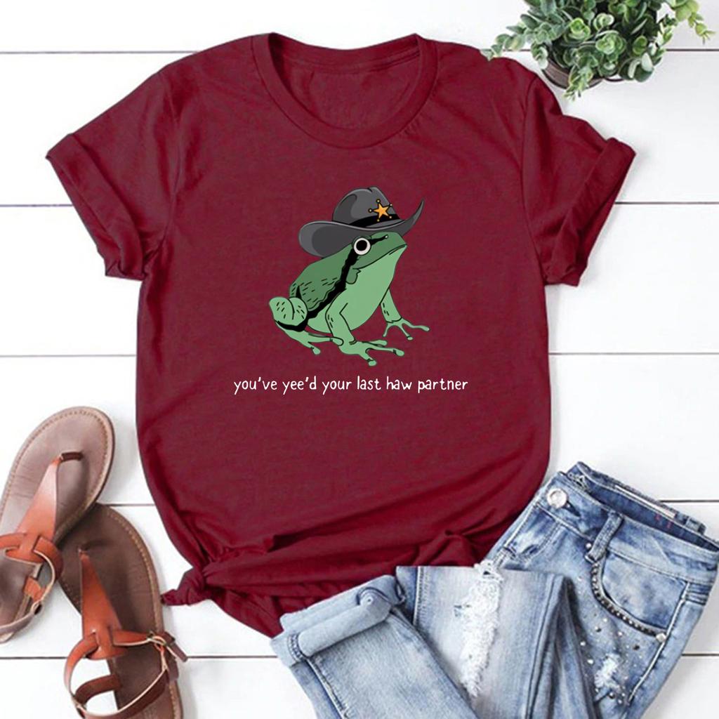 You Just Yee'd Your Last Haw T Shirt Cowboy Frog Meme T-shirt Unisex Graphic T Shirts Short Sleeve Streetwear Aesthetic Clothes