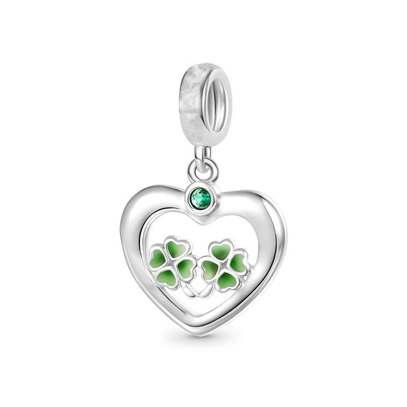Diy Women Jewelry Gifts Lucky Four-Leaf Clover Heart Charm Beads Fit Original European Bracelets Necklace Accessories