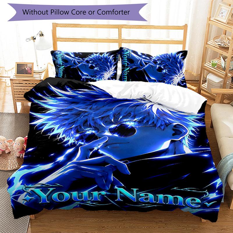 3pcs Gojo Satoru Cover Set - Personalized Name, HD Printed Bedding with 1 Cover and 2 Pillowcases - Perfect for Home Decor, Easy Care