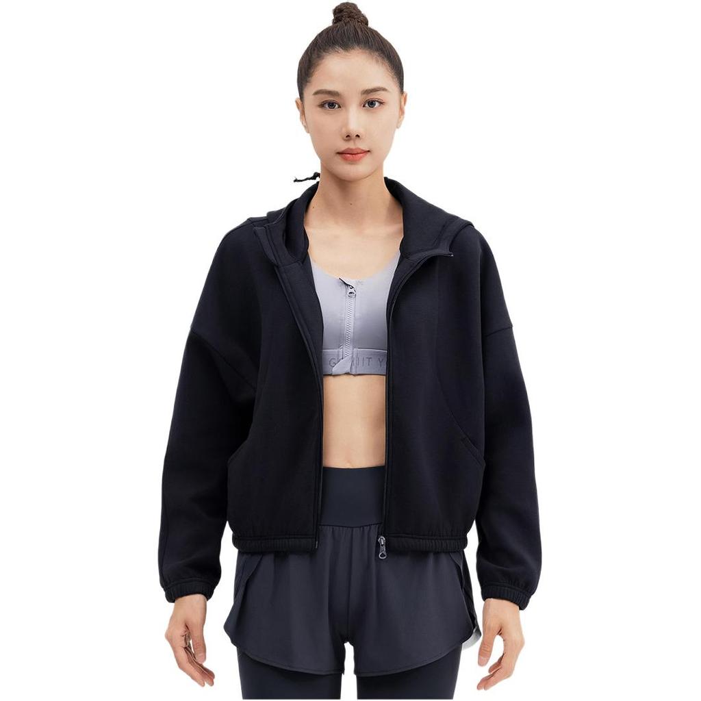 DECATHLON DOMYOS FJA 500 Solid Colour Warm Comfortable Soft Jacket Women's Smoky Black