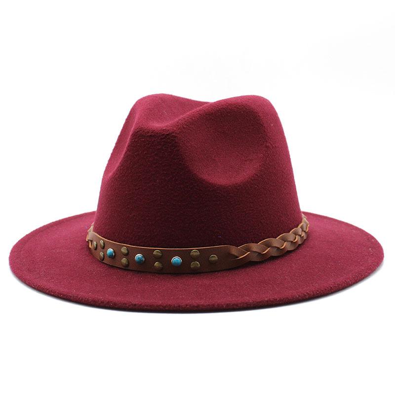Felt Hat British Belt Vintage Versatile Top Hat Men'S And Women'S Jazz Hat Wool Hat