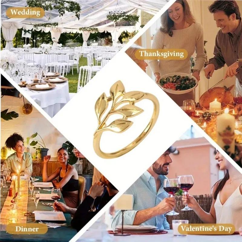 1-12PCS Gold Alloy Napkin Rings Reusable Smooth Edge Easy Clean Table Decoration for Wedding Party Holiday Dinner Banquet