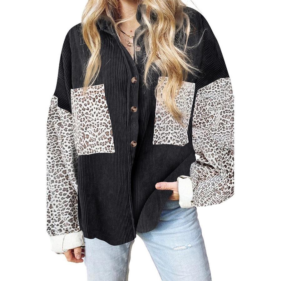 New Autumn Leopard Print Women's Shirt Collared Hole Casual Jacket