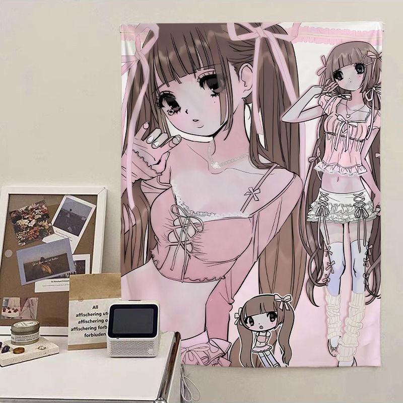 Cute Japanese Anime Tapestry Wall Hanging for Girls Bedroom Dormitory Photo Background Headboard Design