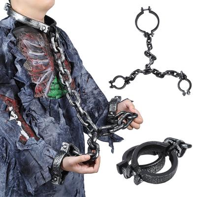 1 Juego de Cadenas de Plástico de Halloween Accesorios de Disfraz de Prisionero Cosplay Accesorios de Casa Encantada Props de Terror Suministro de Decoración para Fiesta de Halloween