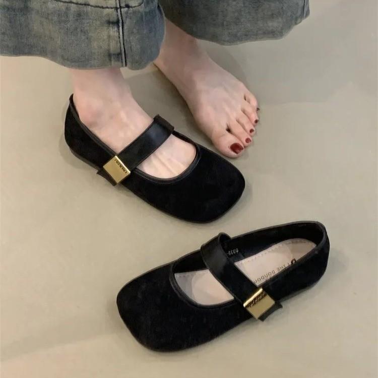 Retro Matte Anti-velvet Leather Flat-soled Single Shoes Women's New Mango Head Not Picky Mary Jane Shoes Super Soft Small Leather Shoes