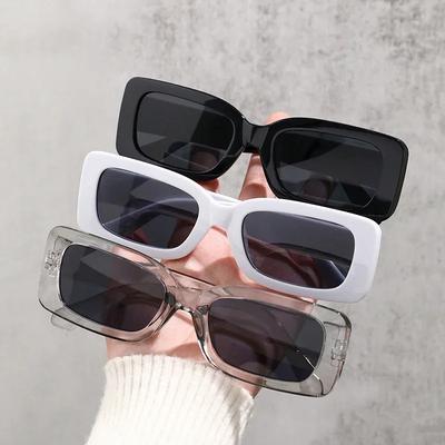 1pc-Unisex Plastic Fashion Square Frame Sunglasses for Street Photography and Beach Trips Driving Accessories