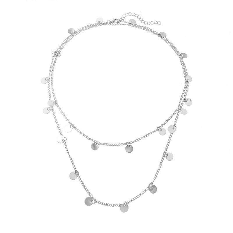

Long Bohemia Round Metal Sheet Necklace for Women Trendy Tassel Chain Vintage Statement 80Cm Necklace Personality Jewelry Gift