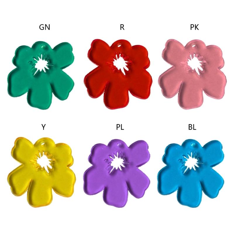 Acrylic Hollow Six Petal Flower Loose Beads Colorful Flower Charm Pendant DIY Accessories Necklaces Earring Jewelry Gift