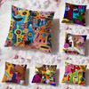 Colorful Abstract Faces Cushion Cover Premium Comfort Reversible Pillow Cove -Two In One Design for Any Room & Car Interior