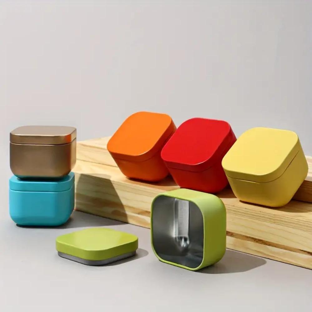 4pcs Sealed Tinplate Box Cube Shape Storage Boxes Multifunctional Mini Square Iron Tea Can Cosmetic