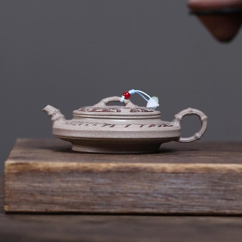 

130ml Tradition Yixing Handmade Purple Clay Teapot Chinese Hand-carved Bamboo Leaf Tea Pot Household Beauty Kettle Zisha Tea Set