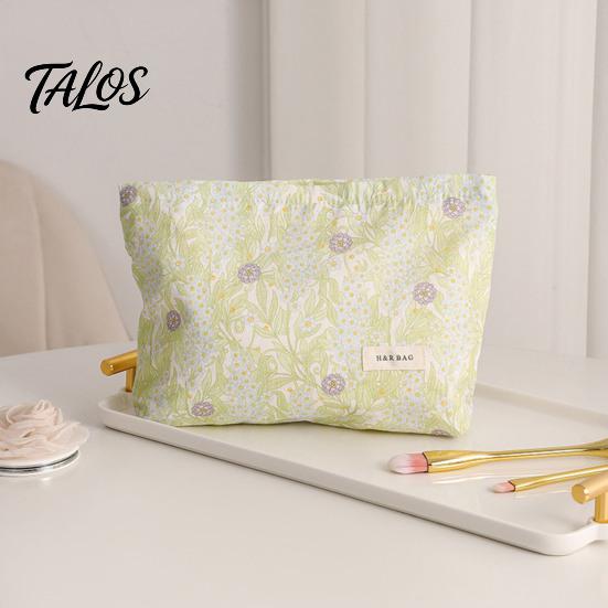 Daily Skincare Organizer Floral Cotton Makeup Bag, Large Capacity Travel Toiletry Bag with Multi Girlfriend Gift Compartments, Cute Cosmetic