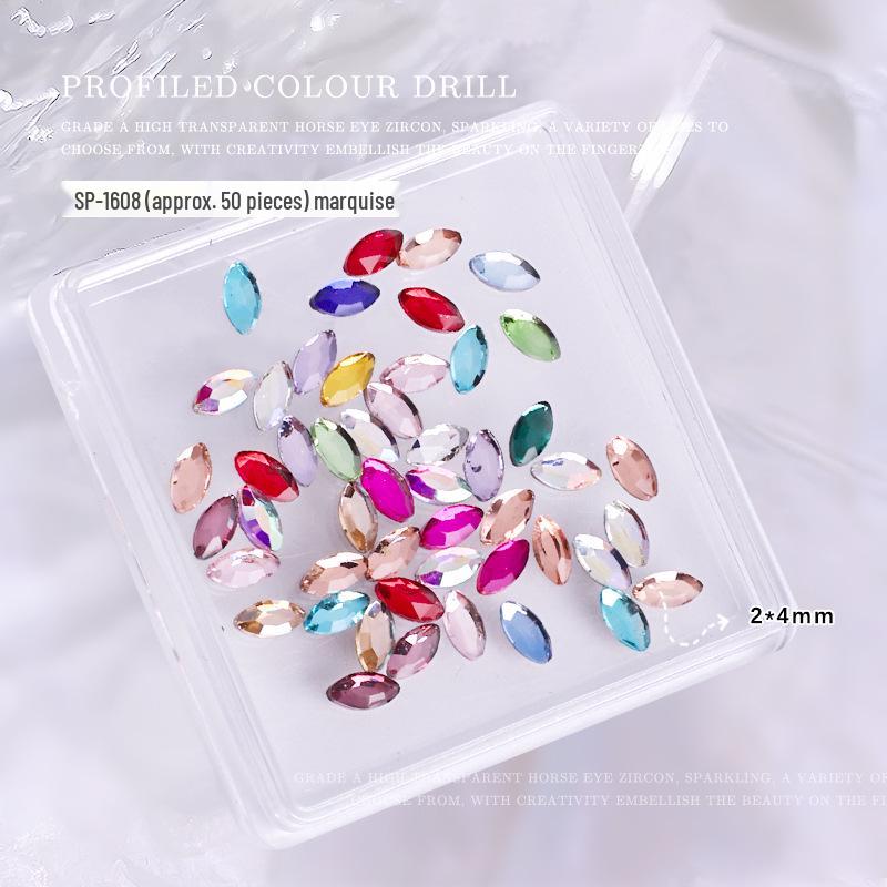 Colorful Crystal Flatback Rhinestones: Heart, Marquise, Octagon & Long Strip Shapes, Approx. 50pcs