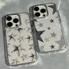 Minimalist Y2K Silver Star Transparent Phone Case For iPhone 17 Air 16 15 13 12 11 Pro Max Pro Plus Shockproof Funda Cover