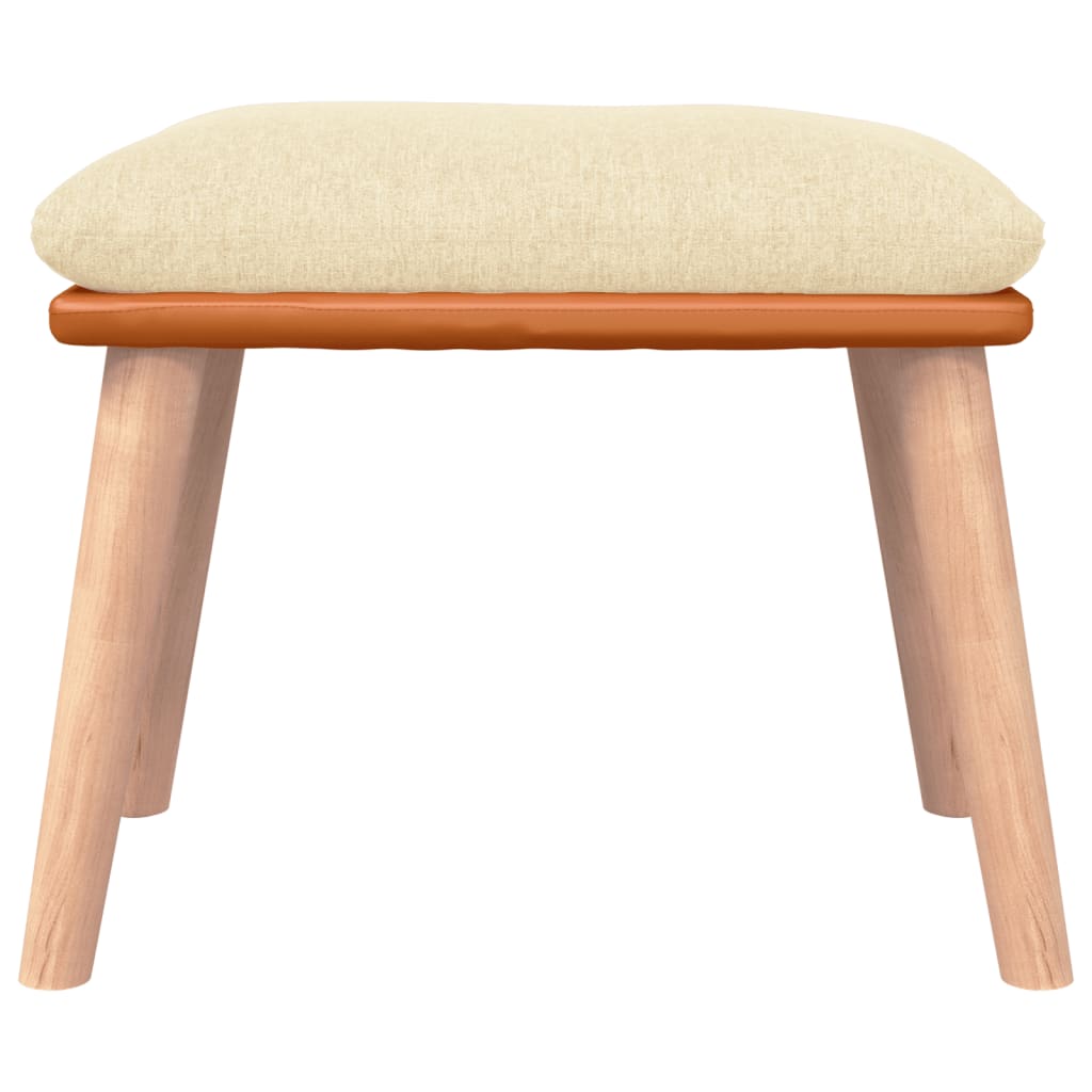 Rocking Chair with Footstool Cream White Fabric