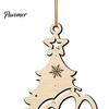 Rustic Christmas Decor for Home Wood Tree Pendant with Paw Print, Hollow Engraved Hanging Creative Wooden Pet Pendants Ornament, Style Craft