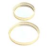 Gold Metal Mirror Base Tray Perfume Jewelry Makeup Decorative Vanity Tray