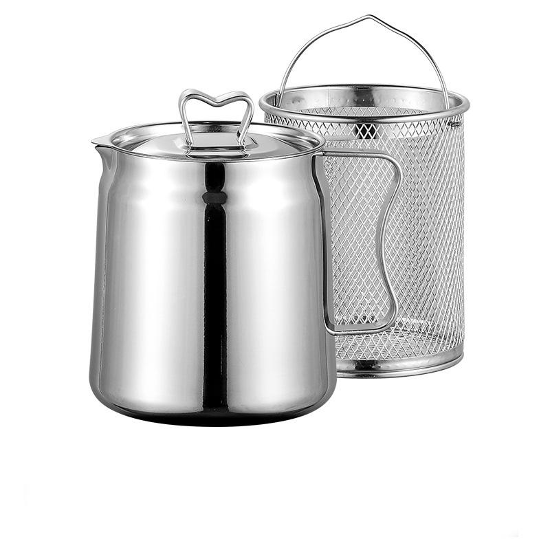 1.5L/1.8L/2L Ölfiltertöpfe Edelstahl Ölseihertopf mit Deckel Siebkorb Küchenöl Aufbewahrungsdose Fettbehälter
