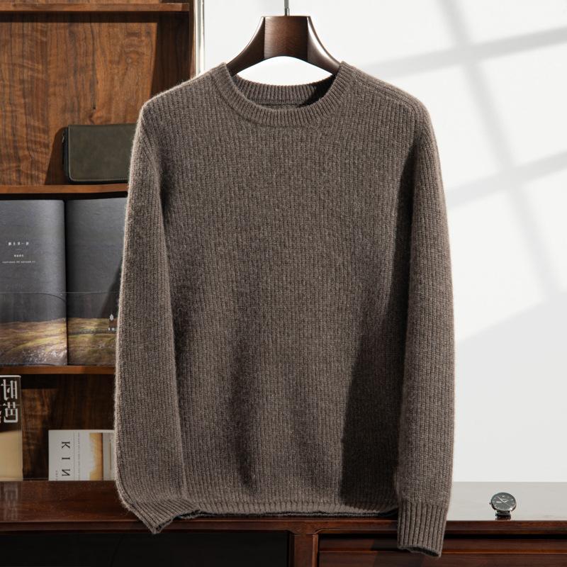 2025 new cashmere sweater round neck thickened knitted sweater loose pullover wool