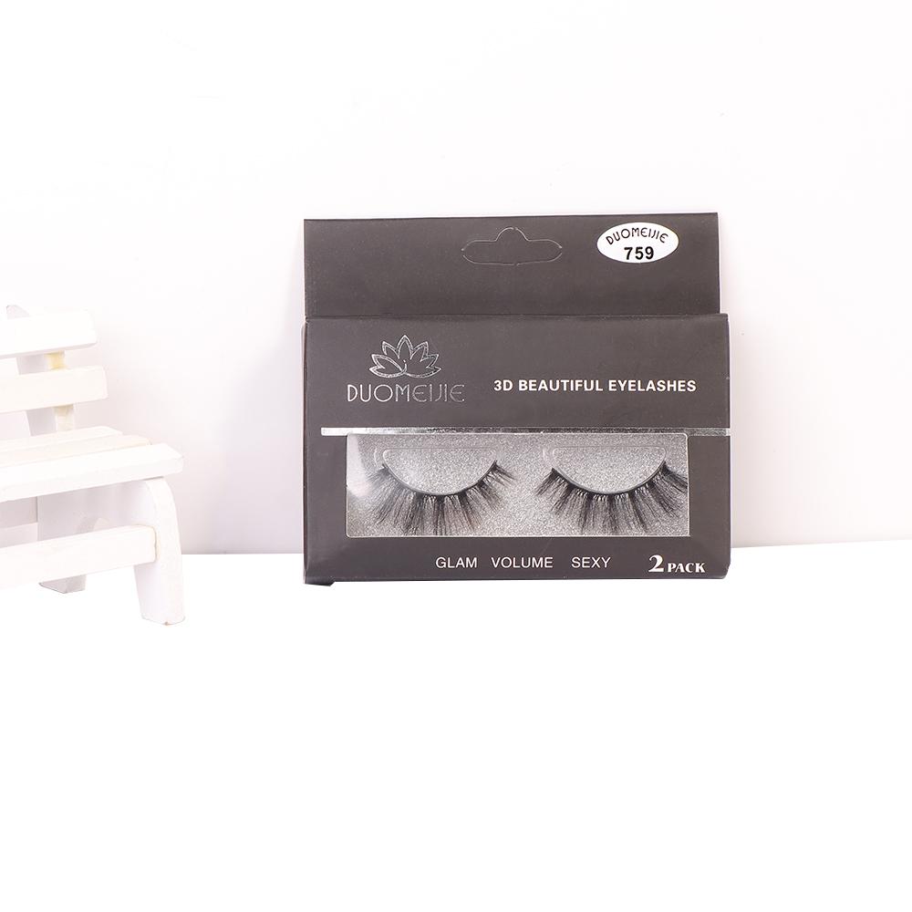 2 Pairs Black Thick Natural Extension Fake Eye Lashes Long False Eyelashes Volume