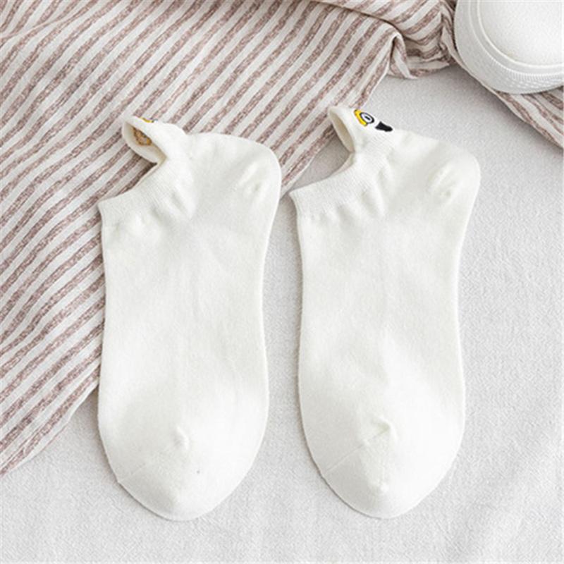 Kawaii Expression Brodée Couleur Bonbon Chaussettes Femme Happy Mode Filles Cheville Sokken Drôles Coton Unisexe Noël Dropship