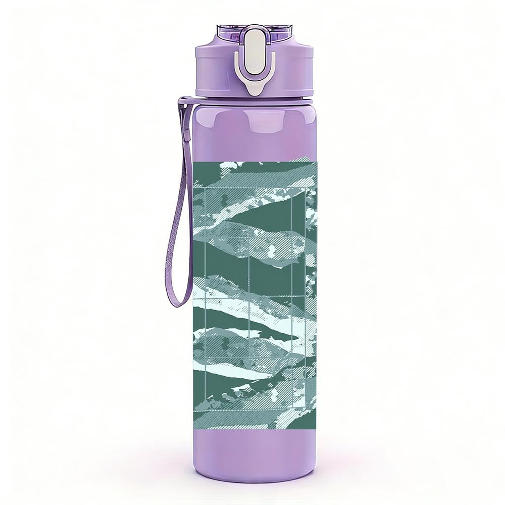 1PC Two female singers color portrait print 750ml colorful plastic sports water bottle leakproof pop up lid with straw for outdoor work home use