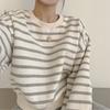 Striped Sweatshirt for Women Loose Fleece Autumn Winter Top Jacket Trendy
