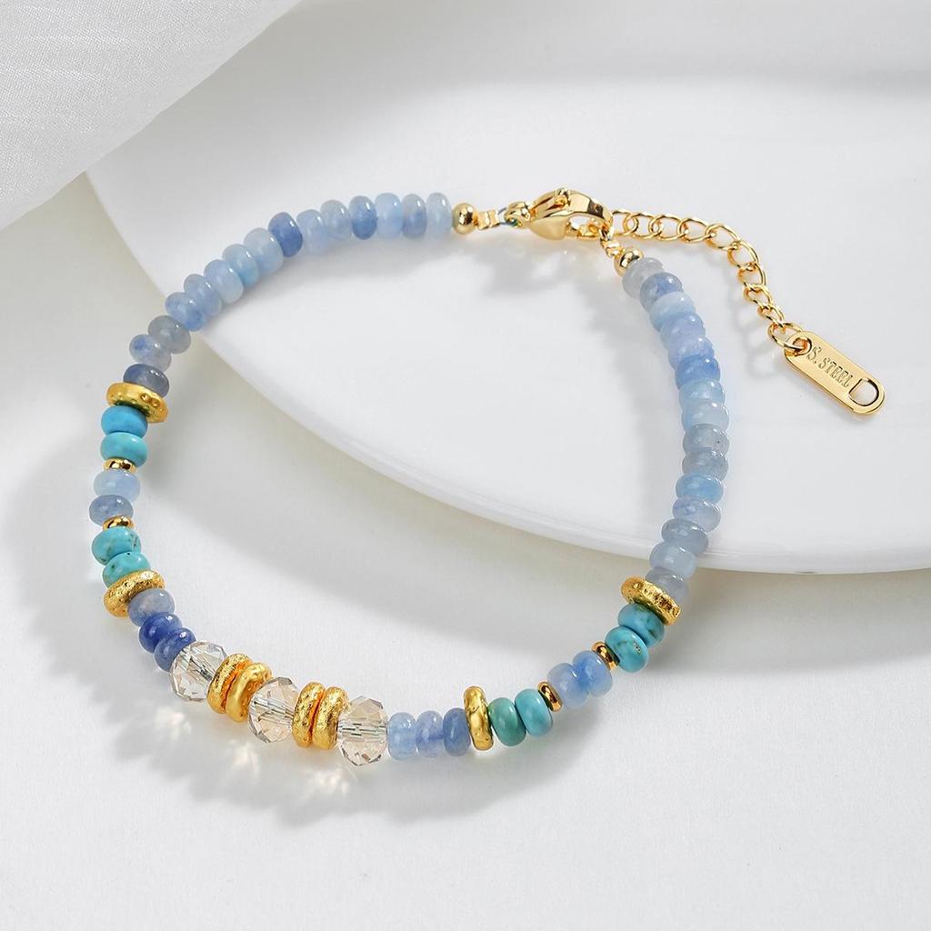 Bohemian Blue Aventurine & Turquoise Beaded Crystal Bracelet