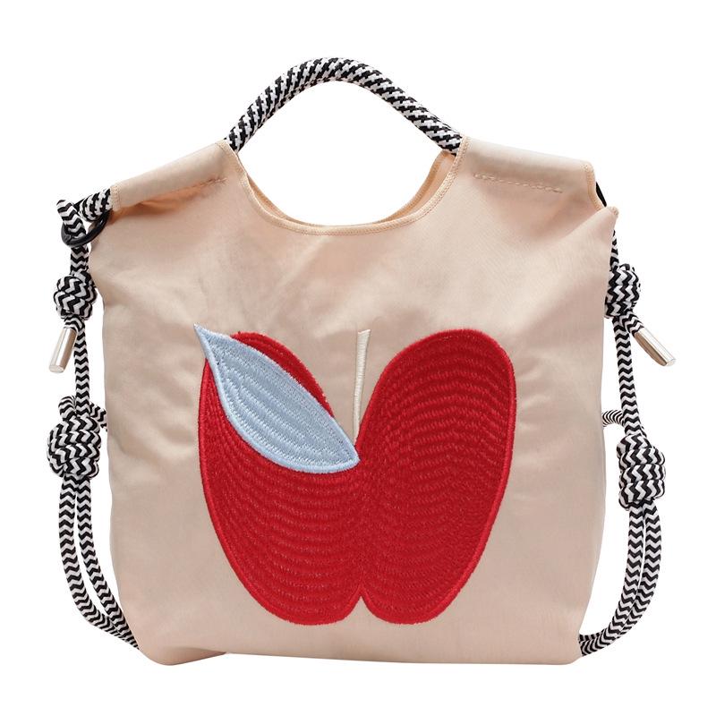 Spring/Summer 2025 Women's Canvas Crossbody Phone Bag with Apple Embroidery
