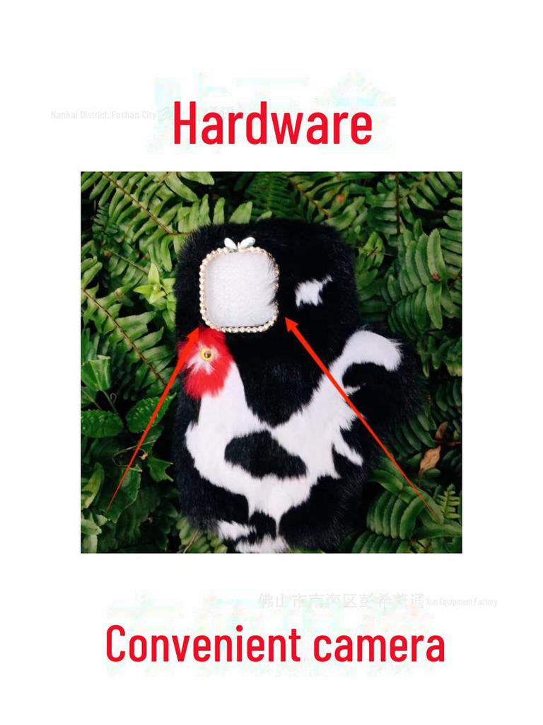 Originale Patchwork Hahn Plüsch Handyhülle mit punktgenauem Design