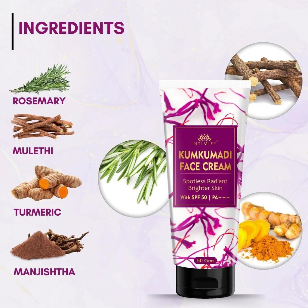 INTIMIFY Kumkumadi Face Cream For Glowing Skin | Enriched With Kumkumadi, Rosema