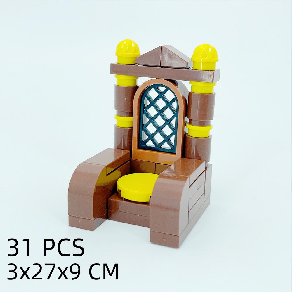 Small Particles Medieval Ancient Weapons War Military Tent Viewing Platform Showdown War Horse Building Block Scene