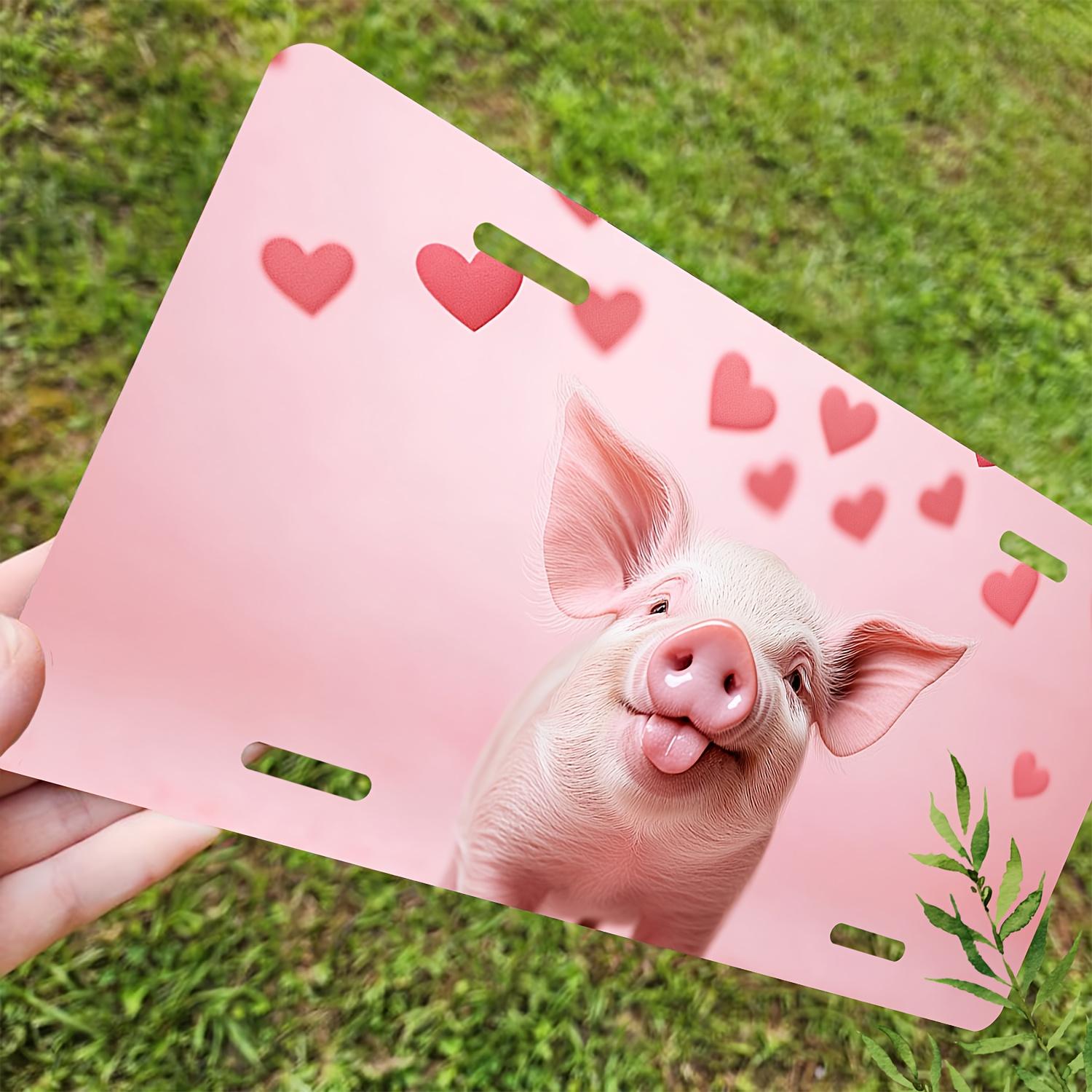 

Cute Pink Pig with Red Hearts Decorative Aluminum Tin Sign Wall Art for Car Front License Plate Cover and Home Decor 15x30cm(5.9x7.8inch)