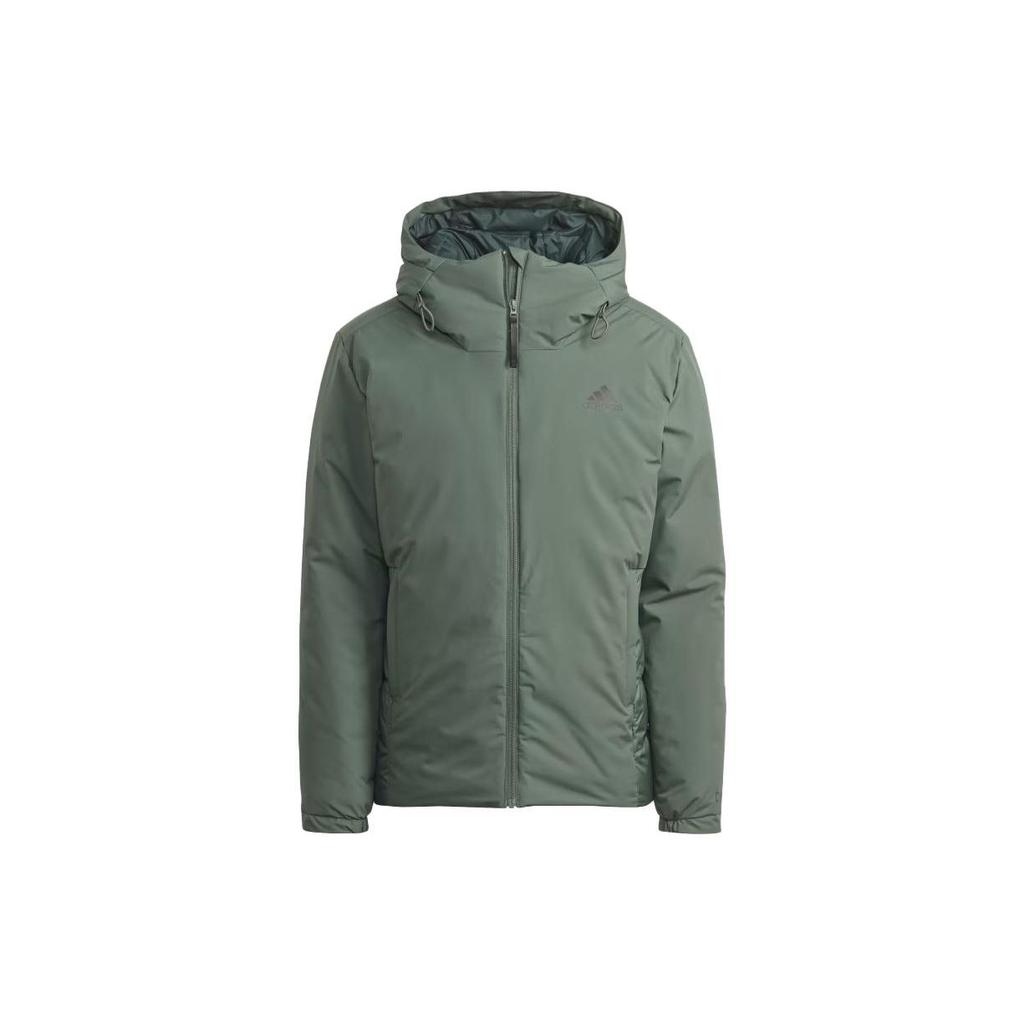 Adidas Traveer Cold.Rdy Hooded Down Jacket With Three-Stripe Logo Print Men Outerwear Green HG6014