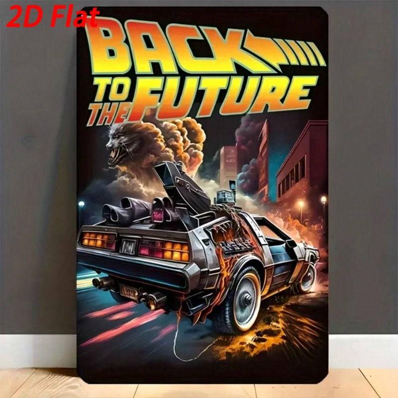 Vintage Back to the Future DeLorean Metal Wall Sign Garage Decor Tin Plaque