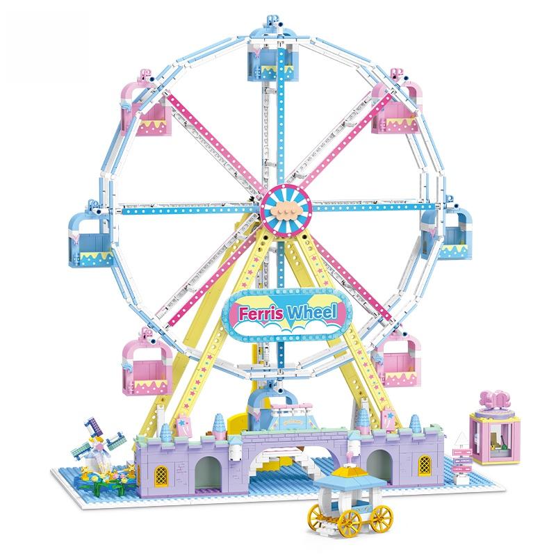 1646Pcs Electric Rotating Ferris Wheel Home Decor Creative Ornament Moc Building Blocks Set Assembly Toy Kids Birthday Gift