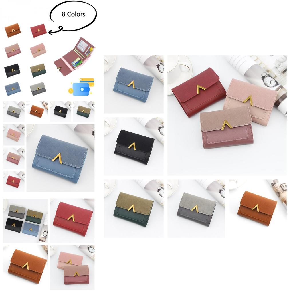 Fashionable Korean-style Women's Wallet With Metal Elements, 2 Folds And Convenient Cover-opening Design